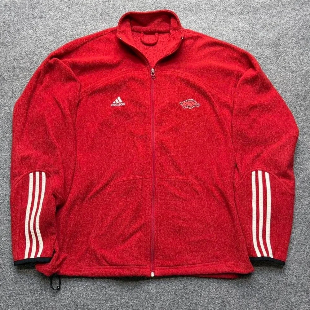 Vtg Arkansas Razorbacks adidas zip up jacket size large‎